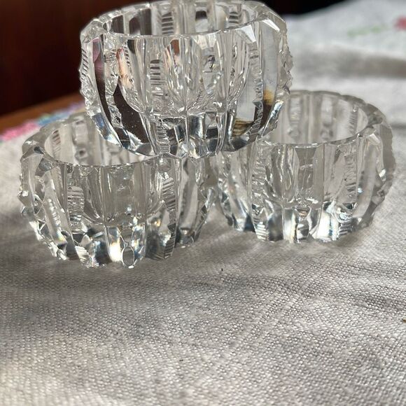 Lot of 3 cut glass open salt bowls. Victorian ornate - Picture 1 of 8